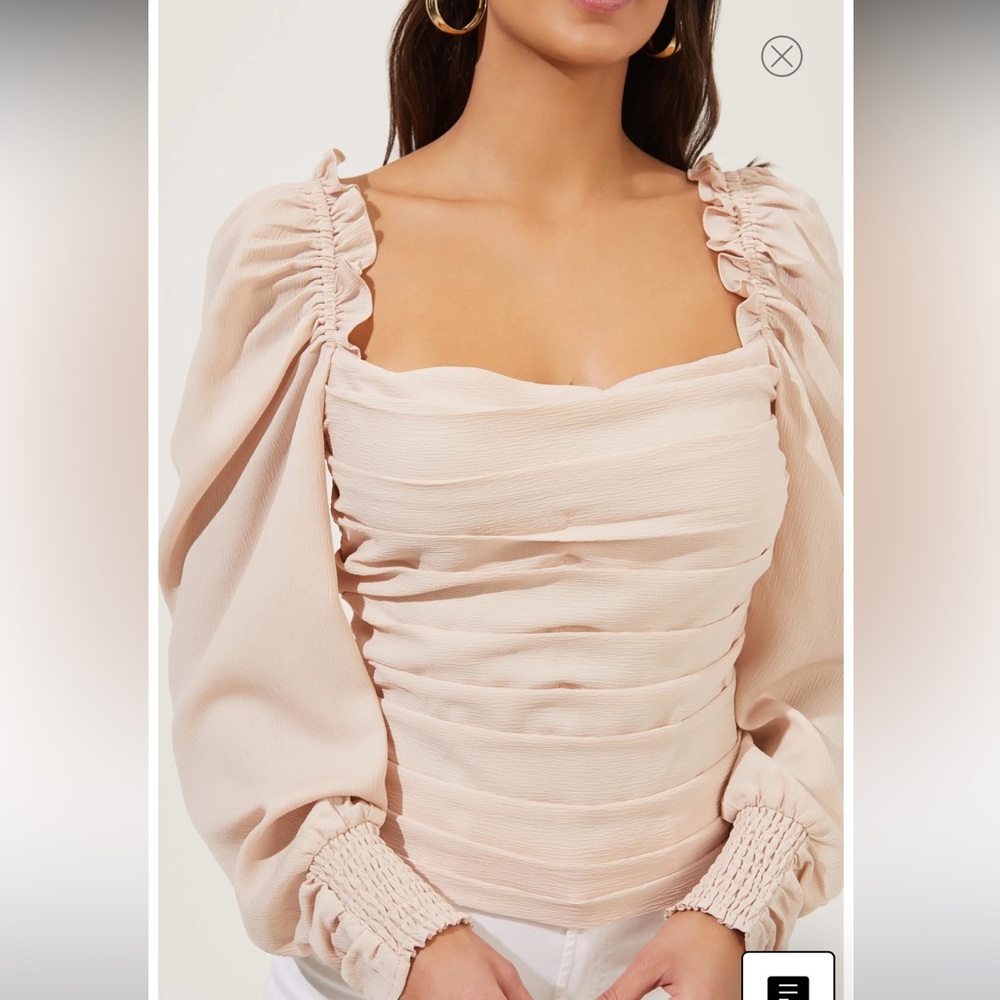 ASTR The Label - Square Neck Puff Sleeve Top (Blush color)